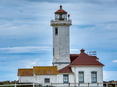 Point Wilson Lighthouse in Port Townsend, Washington, a major visual waypoint for pilots approaching Jefferson County International Airport