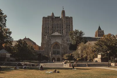 Iconic neoclassical architecture of Yale University in New Haven, Connecticut.