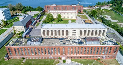 Aerial view of the historic Missouri State Penitentiary in Jefferson City, Missouri