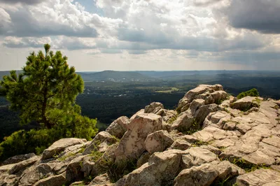 Scenic aerial view of Pinnacle Mountain near Little Rock, Arkansas