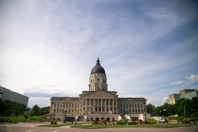 Aerial view of the Kansas State Capitol building in Topeka